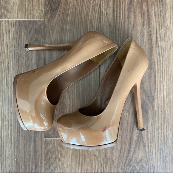 Yves Saint Laurent Tribute Nude Patent Leather Platform Heels – Size 38 - Picture 6 of 8